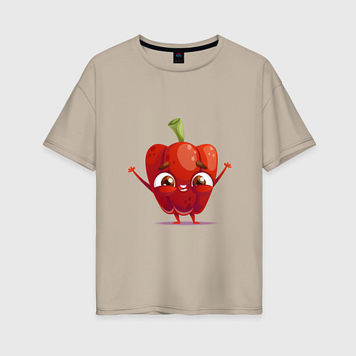 Женская футболка оверсайз Милый перчик / Миндальный – фото 1