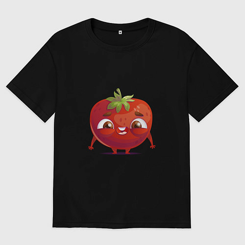 Женская футболка оверсайз Милая помидорка / Черный – фото 1