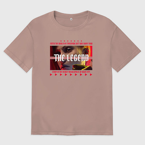 Женская футболка оверсайз Cyberpunk 2077 Phantom Liberty: The Legend / Пыльно-розовый – фото 1