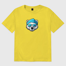 Футболка оверсайз женская Милый полярный медведь, цвет: желтый