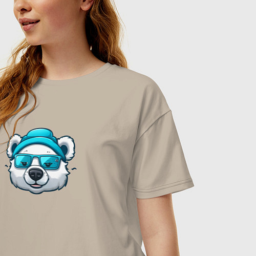 Женская футболка оверсайз Сказочный полярный мишка / Миндальный – фото 3