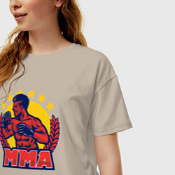 Футболка оверсайз женская Боец MMA, цвет: миндальный — фото 2
