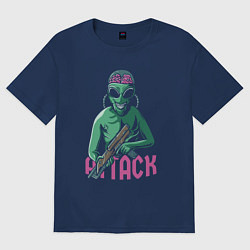 Футболка оверсайз женская Атака пришельцев, цвет: тёмно-синий