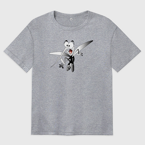 Женская футболка оверсайз Напуганный-комар / Меланж – фото 1