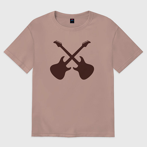 Женская футболка оверсайз Guitars style / Пыльно-розовый – фото 1
