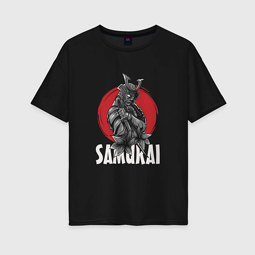 Женская футболка оверсайз Japanese samurai / Черный – фото 1