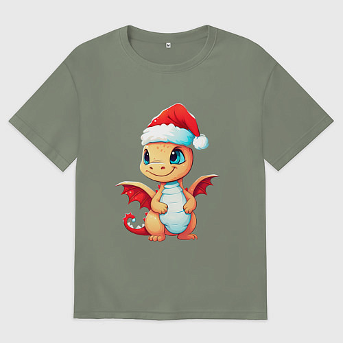 Женская футболка оверсайз Милый дракончик 2024 / Авокадо – фото 1