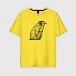 Футболка оверсайз женская Пингвинёнок сбоку, цвет: желтый