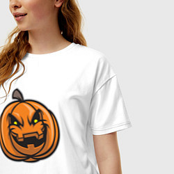 Футболка оверсайз женская Pumpkin Halloween, цвет: белый — фото 2