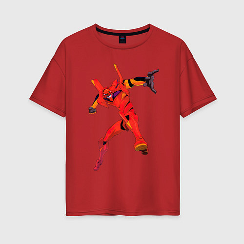 Женская футболка оверсайз Аска пилот био-робота ева 02 / Красный – фото 1