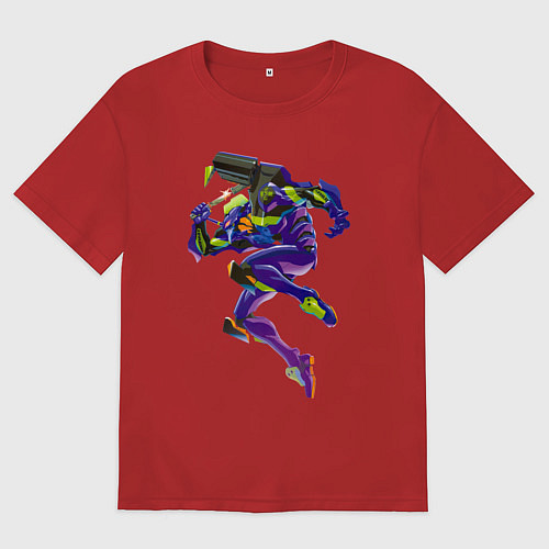 Женская футболка оверсайз Био-робот евангелион 01 / Красный – фото 1