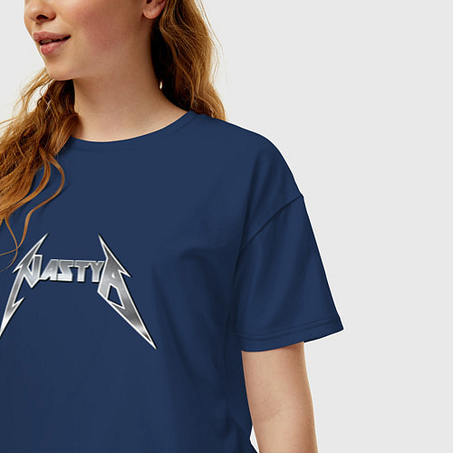 Женская футболка оверсайз Настя в стиле группы Металлика / Тёмно-синий – фото 3