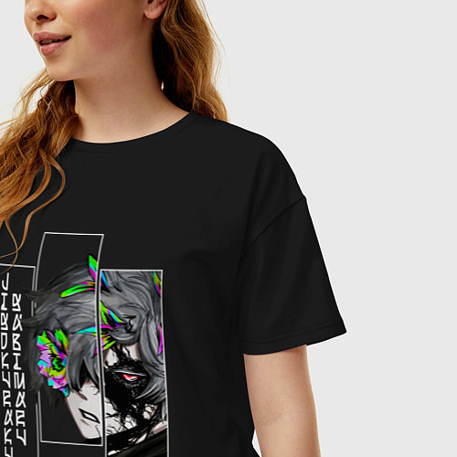 Женская футболка оверсайз Jigokuraku Gabimaru / Черный – фото 3