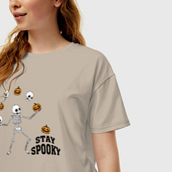 Футболка оверсайз женская Stay spooky, цвет: миндальный — фото 2