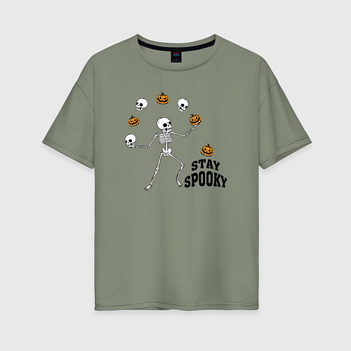 Женская футболка оверсайз Stay spooky / Авокадо – фото 1