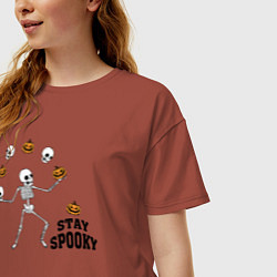 Футболка оверсайз женская Stay spooky, цвет: кирпичный — фото 2