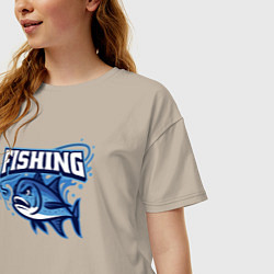 Футболка оверсайз женская Fishing style, цвет: миндальный — фото 2