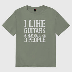 Футболка оверсайз женская Люблю гитары и трёх людей, цвет: авокадо