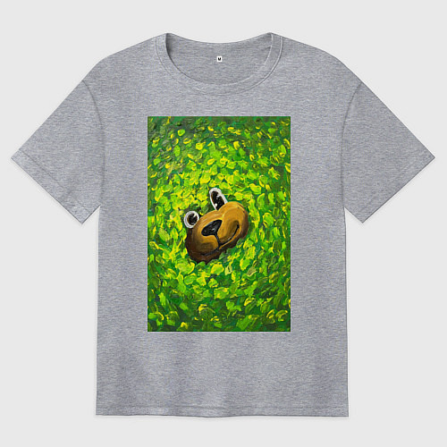 Женская футболка оверсайз Мишка в яркой зелени / Меланж – фото 1