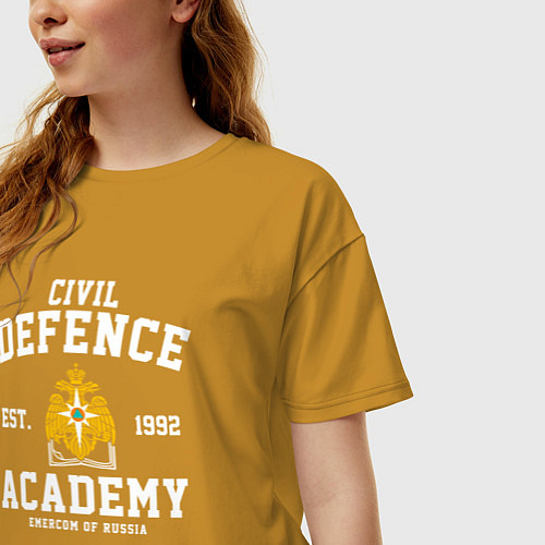 Женская футболка оверсайз АГЗ - Академия Гражданской Защиты МЧС России / Горчичный – фото 3
