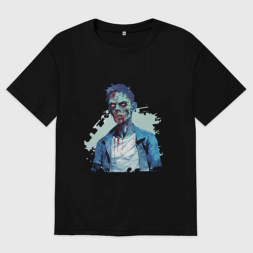 Женская футболка оверсайз Зомби в рубашке / Черный – фото 1