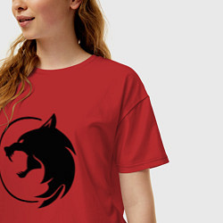 Футболка оверсайз женская Ночной одинокий волк, цвет: красный — фото 2