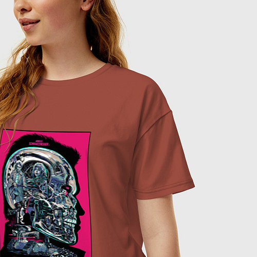 Женская футболка оверсайз Terminator 1 / Кирпичный – фото 3