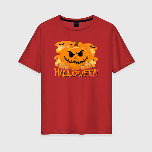 Женская футболка оверсайз Orange holiday halloween / Красный – фото 1