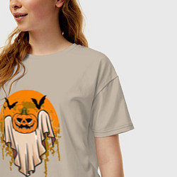 Футболка оверсайз женская Призрак хэллоуина, цвет: миндальный — фото 2