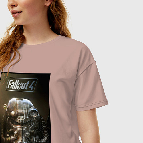 Женская футболка оверсайз Fallout armour poster / Пыльно-розовый – фото 3