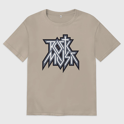 Женская футболка оверсайз Rock music life / Миндальный – фото 1