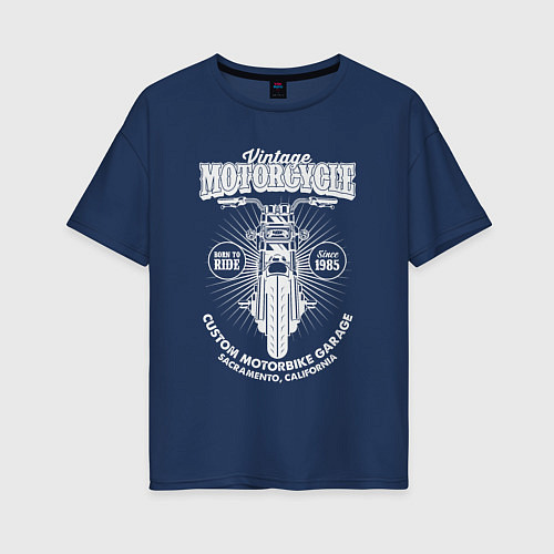 Женская футболка оверсайз Vintage motorcycle / Тёмно-синий – фото 1
