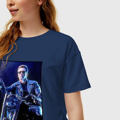 Женская футболка оверсайз T2 - Arnold / Тёмно-синий – фото 3
