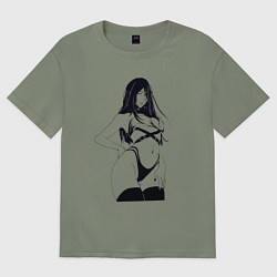 Футболка оверсайз женская Милая Унохана - Блич, цвет: авокадо