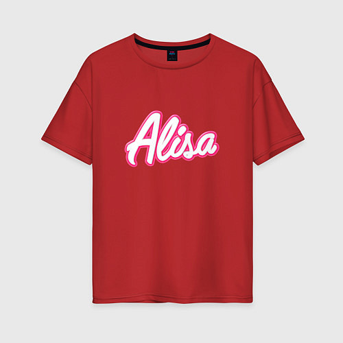 Женская футболка оверсайз Алиса в стиле барби - объемный шрифт / Красный – фото 1