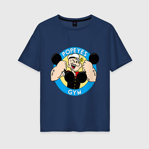 Женская футболка оверсайз Popeye GYM / Тёмно-синий – фото 1