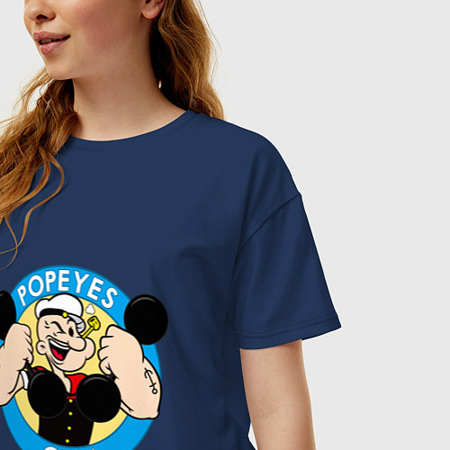 Женская футболка оверсайз Popeye GYM / Тёмно-синий – фото 3
