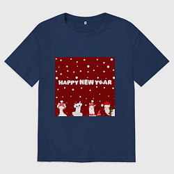 Женская футболка оверсайз Новогодние ламы в шапочках