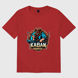 Футболка оверсайз женская Кабан рыбак, цвет: красный