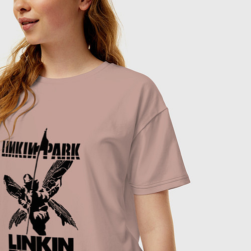 Женская футболка оверсайз LP - hybrid theory / Пыльно-розовый – фото 3