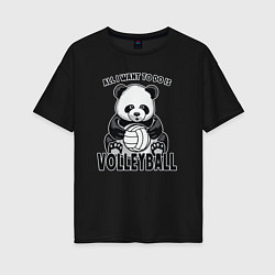 Женская футболка оверсайз Panda volleyball