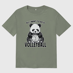 Футболка оверсайз женская Panda volleyball, цвет: авокадо