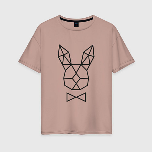 Женская футболка оверсайз Полигональный кролик / Пыльно-розовый – фото 1