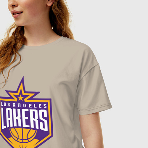 Женская футболка оверсайз Los Angelas Lakers star / Миндальный – фото 3