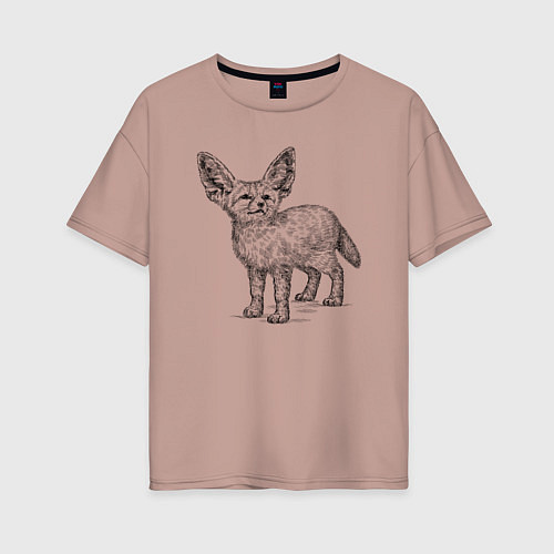 Женская футболка оверсайз Фенек симпатичный / Пыльно-розовый – фото 1