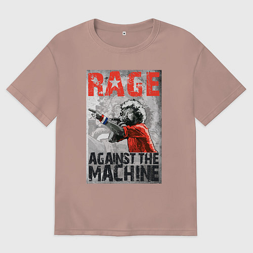 Женская футболка оверсайз RATM - curly vocalist / Пыльно-розовый – фото 1