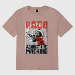 Футболка оверсайз женская RATM - curly vocalist, цвет: пыльно-розовый