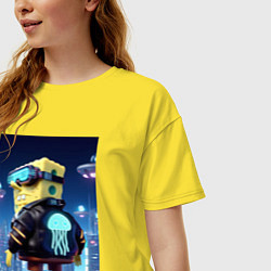 Футболка оверсайз женская Sponge Bob - cyberpunk, цвет: желтый — фото 2