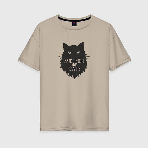 Женская футболка оверсайз Mother of cats / Миндальный – фото 1