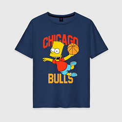 Женская футболка оверсайз Чикаго Буллз Барт Симпсон